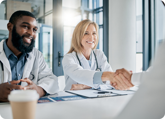 shaking hands medical pc ownership